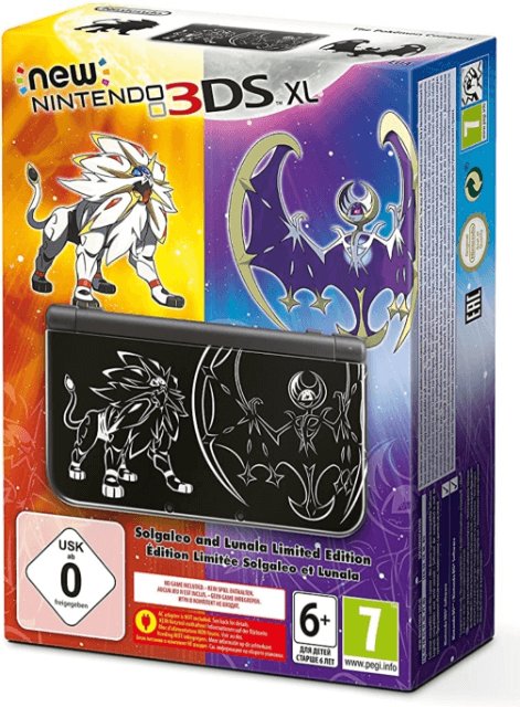 New Nintendo 3DS XL Solgaleo and Lunala Limited Edition box art for Nintendo 3DS